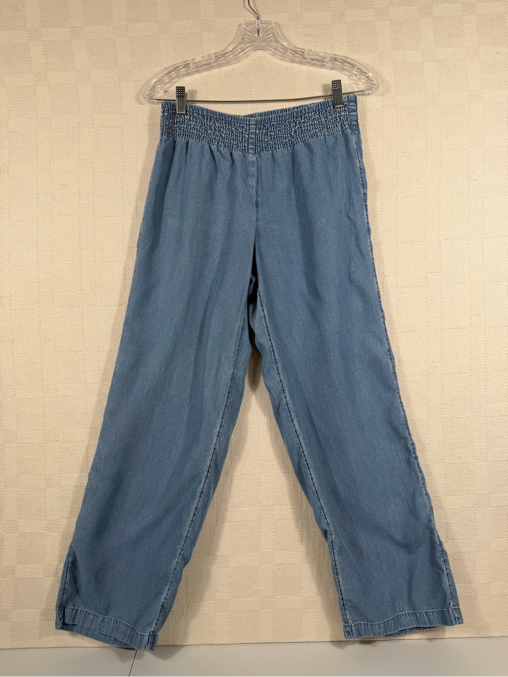 Pure Jill Indigo Wide Leg Women’s Small Elastic Waist Chambray Pants Light Blue